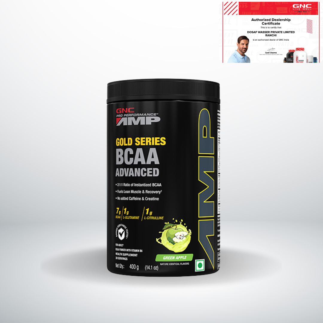 GNC AMP Gold Series BCAA Advanced Green Apple 400g