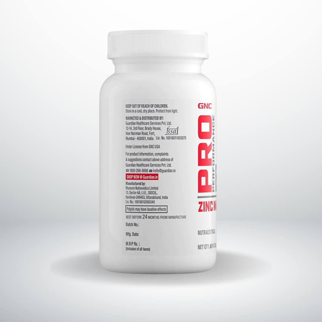 GNC Pro Performance Zinc Magnesium Amino Complex | Promotes Restful Sleep | Relieves Stress | Boosts Immunity | Calms Nerves | Contains Vitamin B6 & Hops Flower Extract | USA Formulated | 60 Tablets