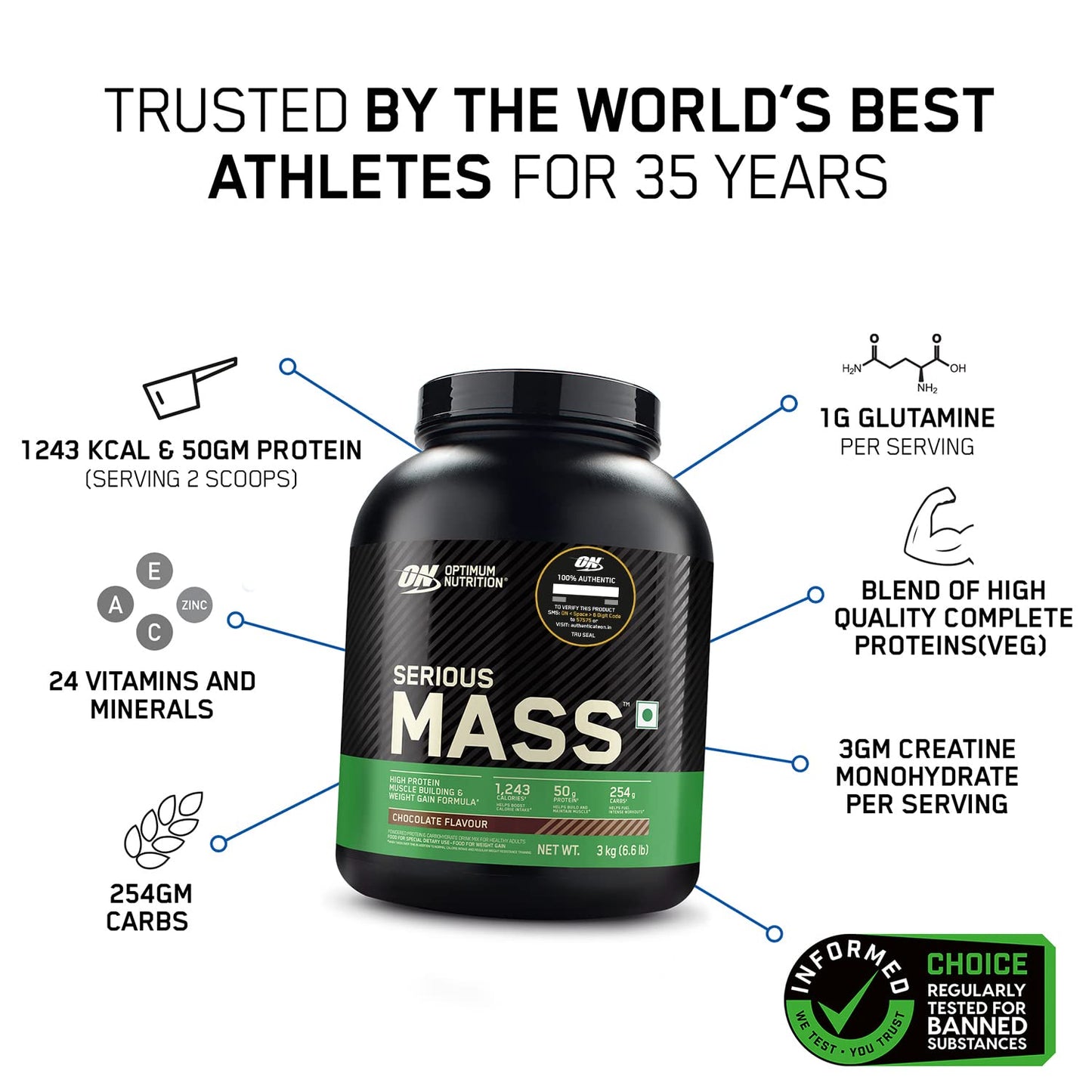 Optimum Nutrition (ON) Serious Mass Chocolate 3 kg