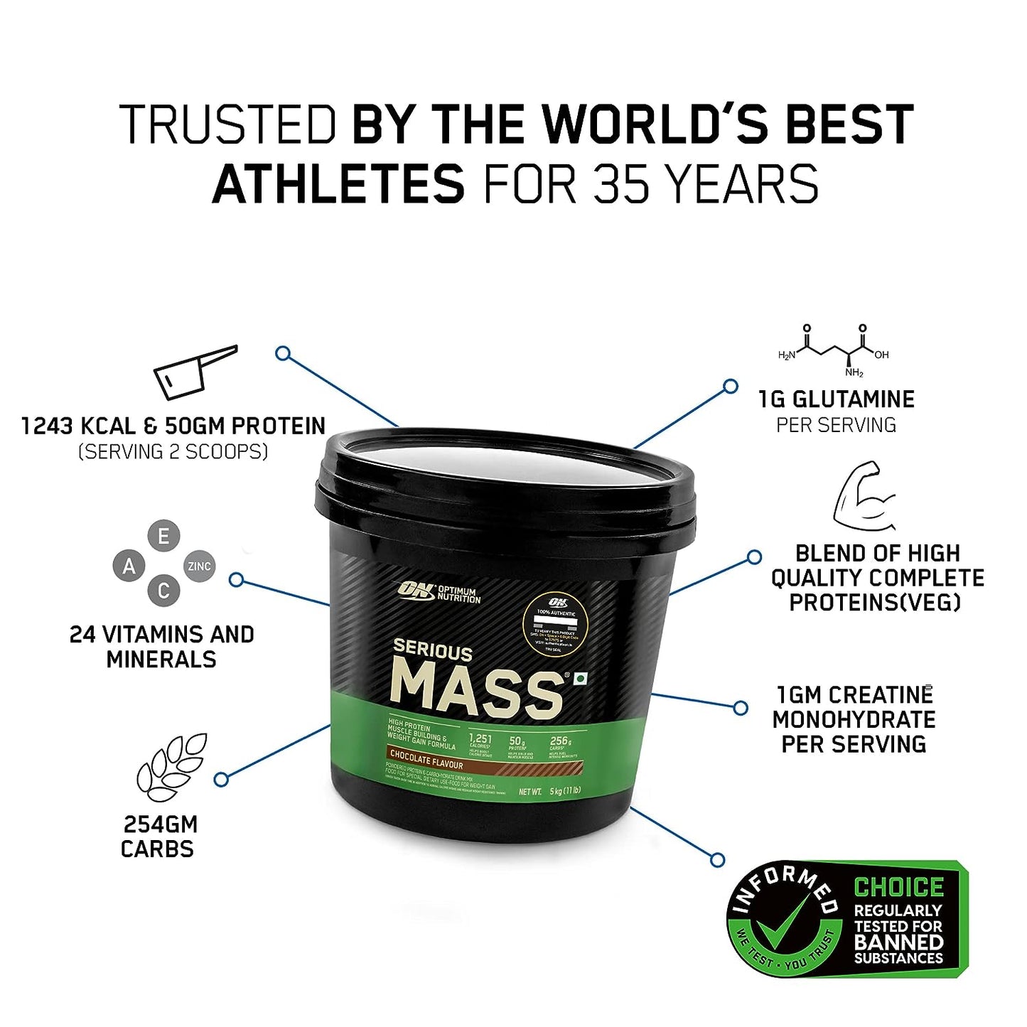 Optimum Nutrition (ON) Serious Mass Chocolate 5 kg