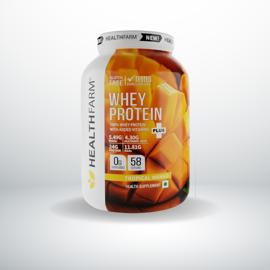 HEALTHFARM Whey Protein PlusBuild Lean and Bigger Muscles, (TROPICAL MANGO, 2KG-4.4 lbs)