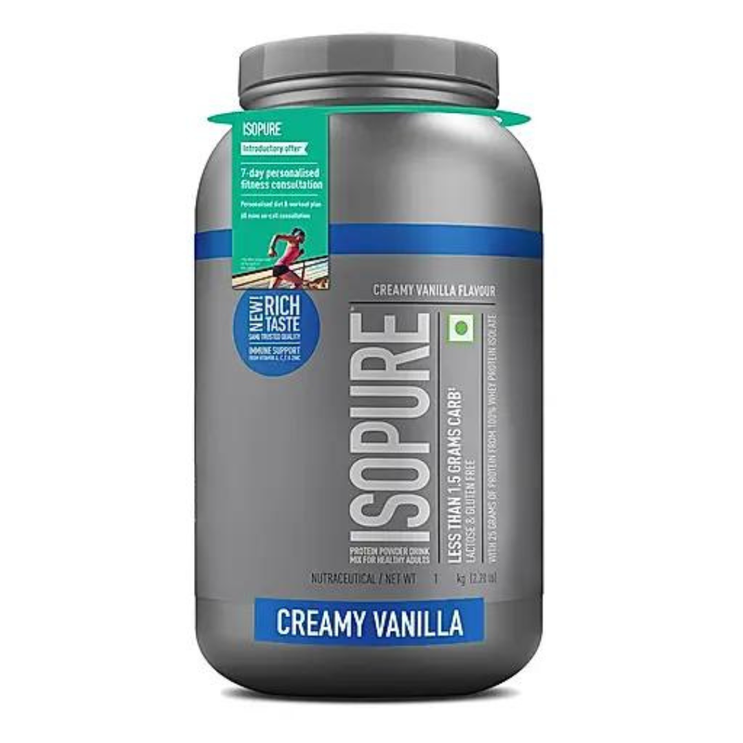 Isopure Whey Protein Isolate with Vitamins for Immune Support & Biotin 1 kg Creamy Vanilla