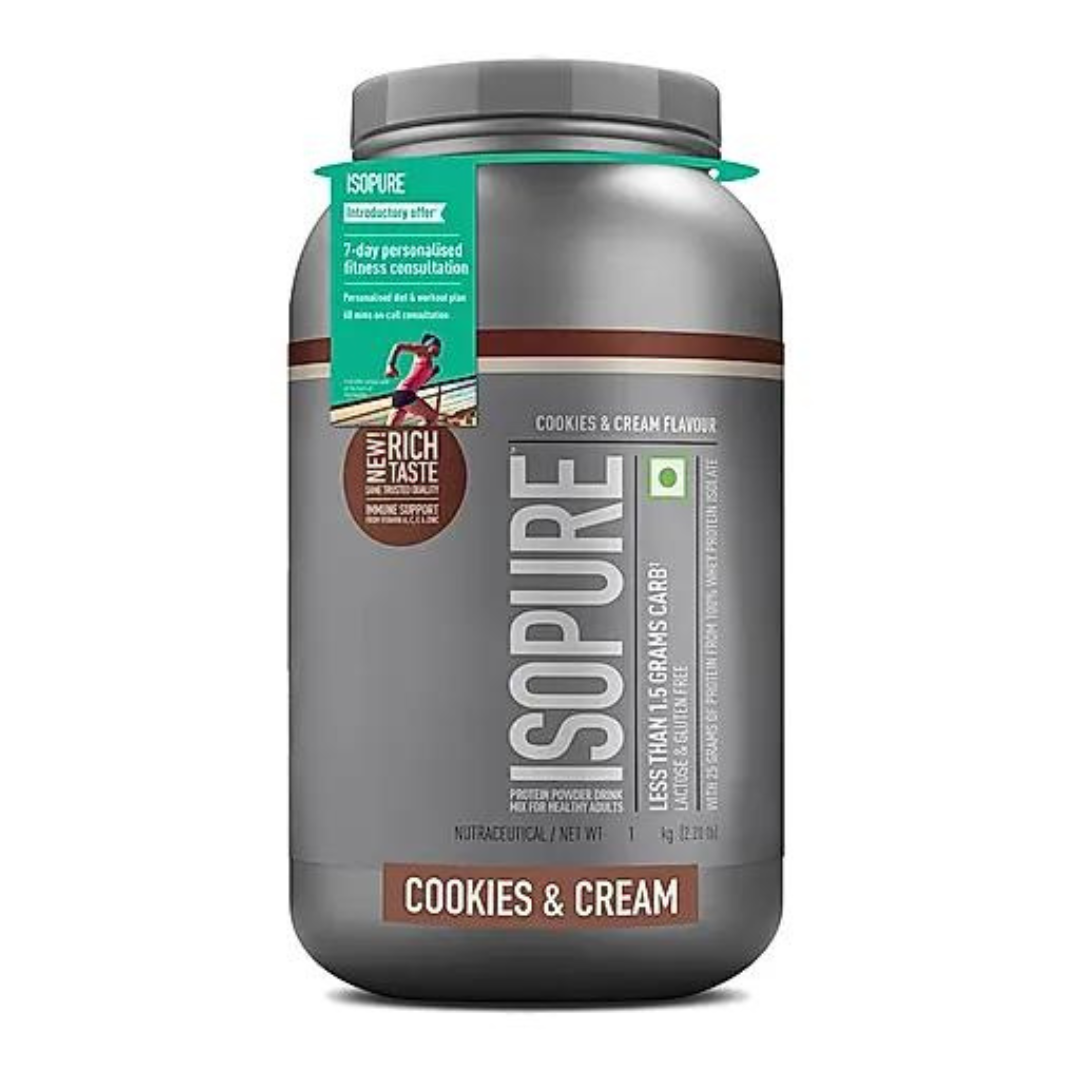 Isopure Whey Protein Isolate with Vitamins for Immune Support & Biotin 1 kg Cookies & Cream