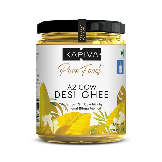 Kapiva A2 Cow Desi Ghee Grassfed, Cultured, Premium & Traditional Ghee 500 millilitre