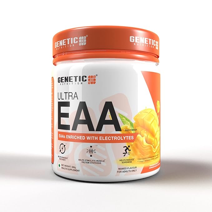 Genetic Nutrition EAA Powder Intra-WorkoutPost Workout Essential Aminos Acids Mango, 300g