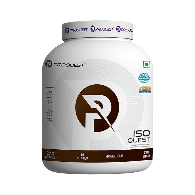 ProQuest Iso Quest Whey Protein Isolate Faster Muscle Support & Recovery (Cafe Brazil, 2KG)
