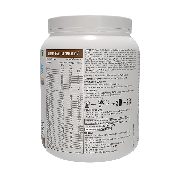 ProQuest Iso Quest Whey Protein Isolate Faster Muscle Support & Recovery (Cafe Brazil, 1KG)