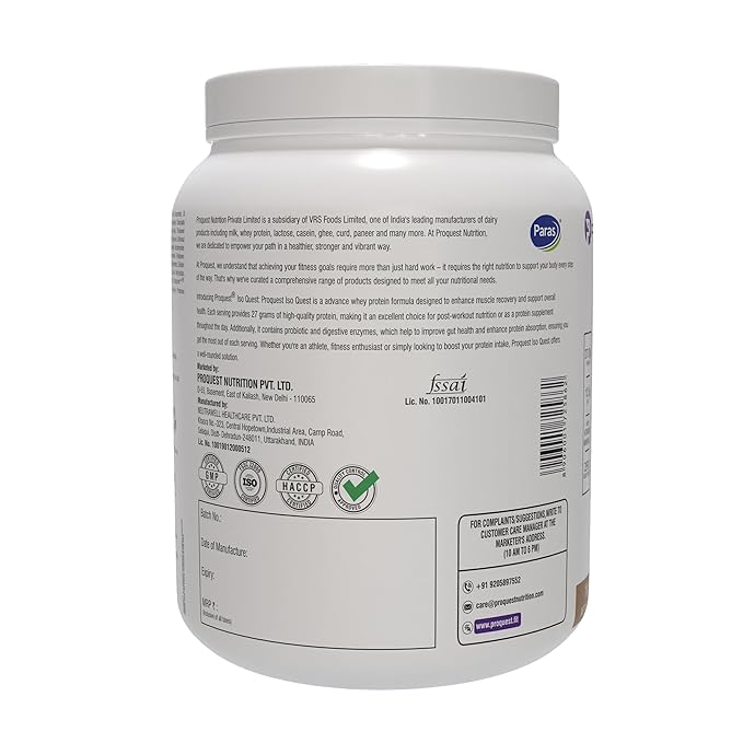 ProQuest Iso Quest Whey Protein Isolate Faster Muscle Support & Recovery (Cafe Brazil, 1KG)