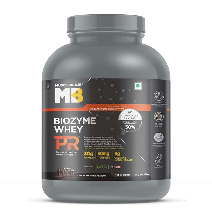 MuscleBlaze Biozyme Whey Protein PR Chocolate Fudge, 2kg
