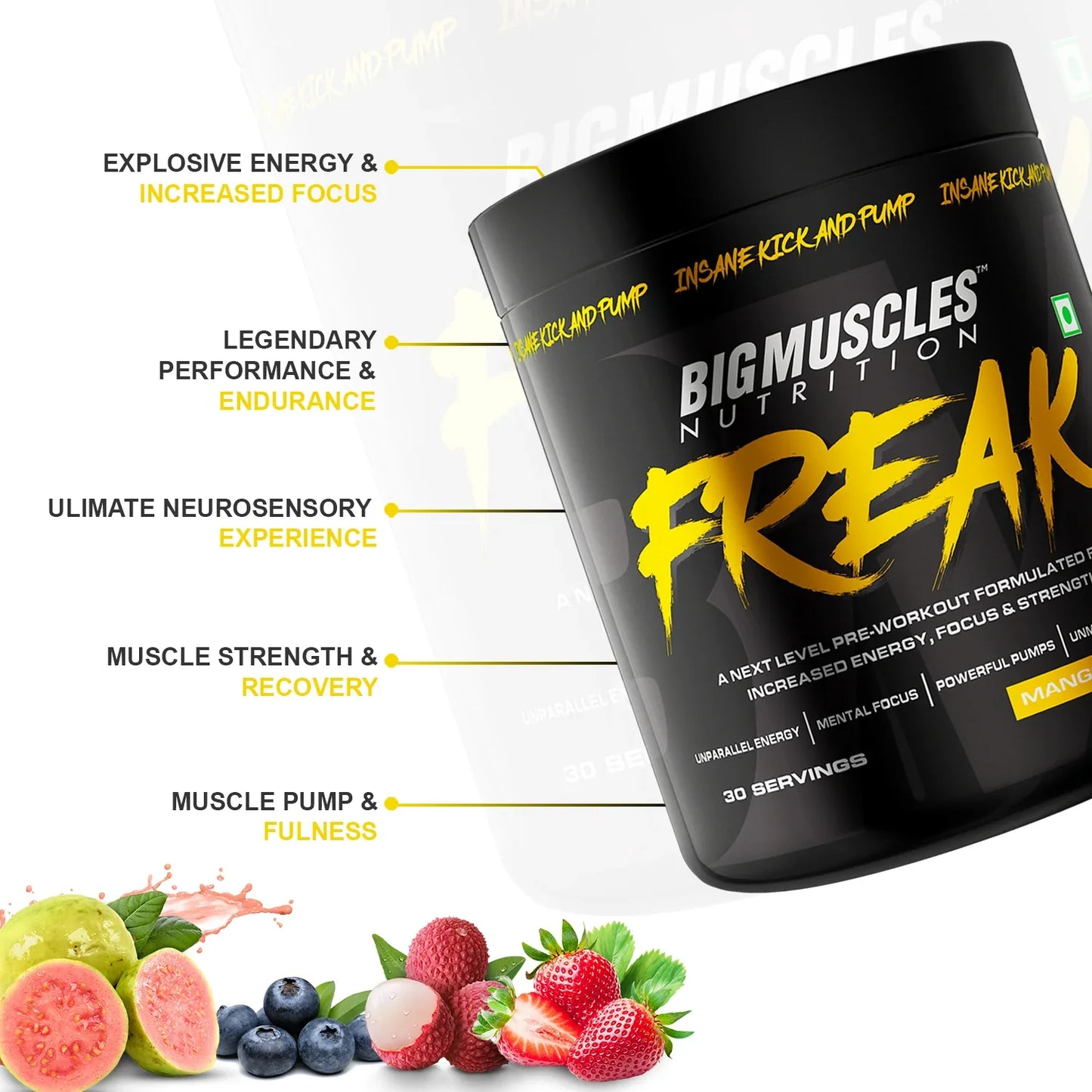 Bigmuscles Nutrition Freak Pre Workout Mango Martini 180g