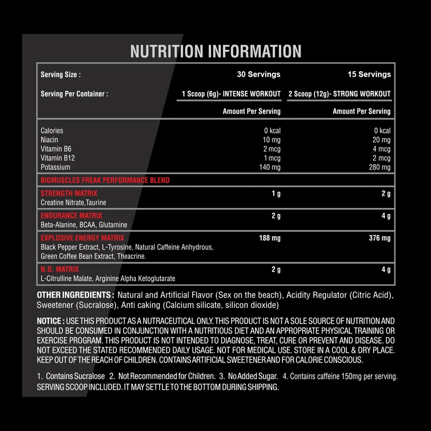 Bigmuscles Nutrition Freak Pre Workout Sex On The Beach 180g