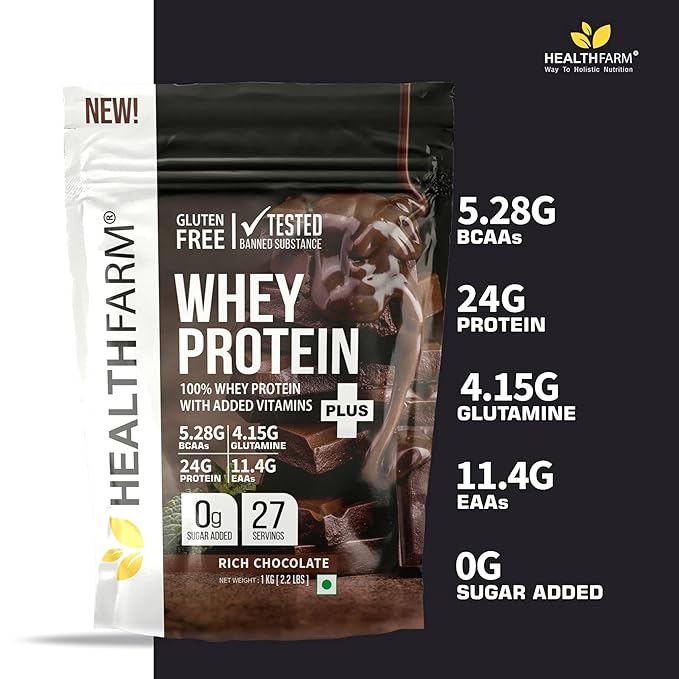 HEALTHFARM Whey Protein Plus Build Lean & Bigger Muscle Rich Chocolate, 1KG