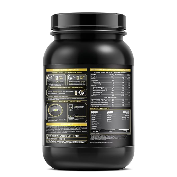MuscleBlaze Whey Gold, Whey Protein Isolate, Rich Milk Chocolate 1kg