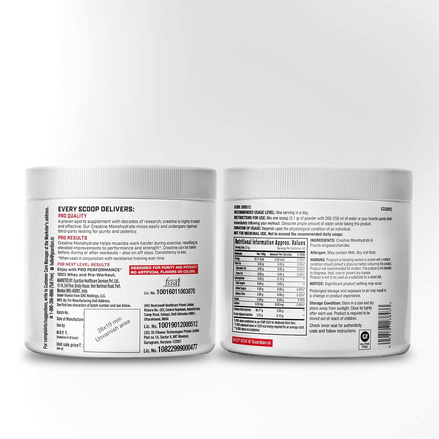 GNC Pro Performance Pure Micronized Creatine Monohydrate flavoured