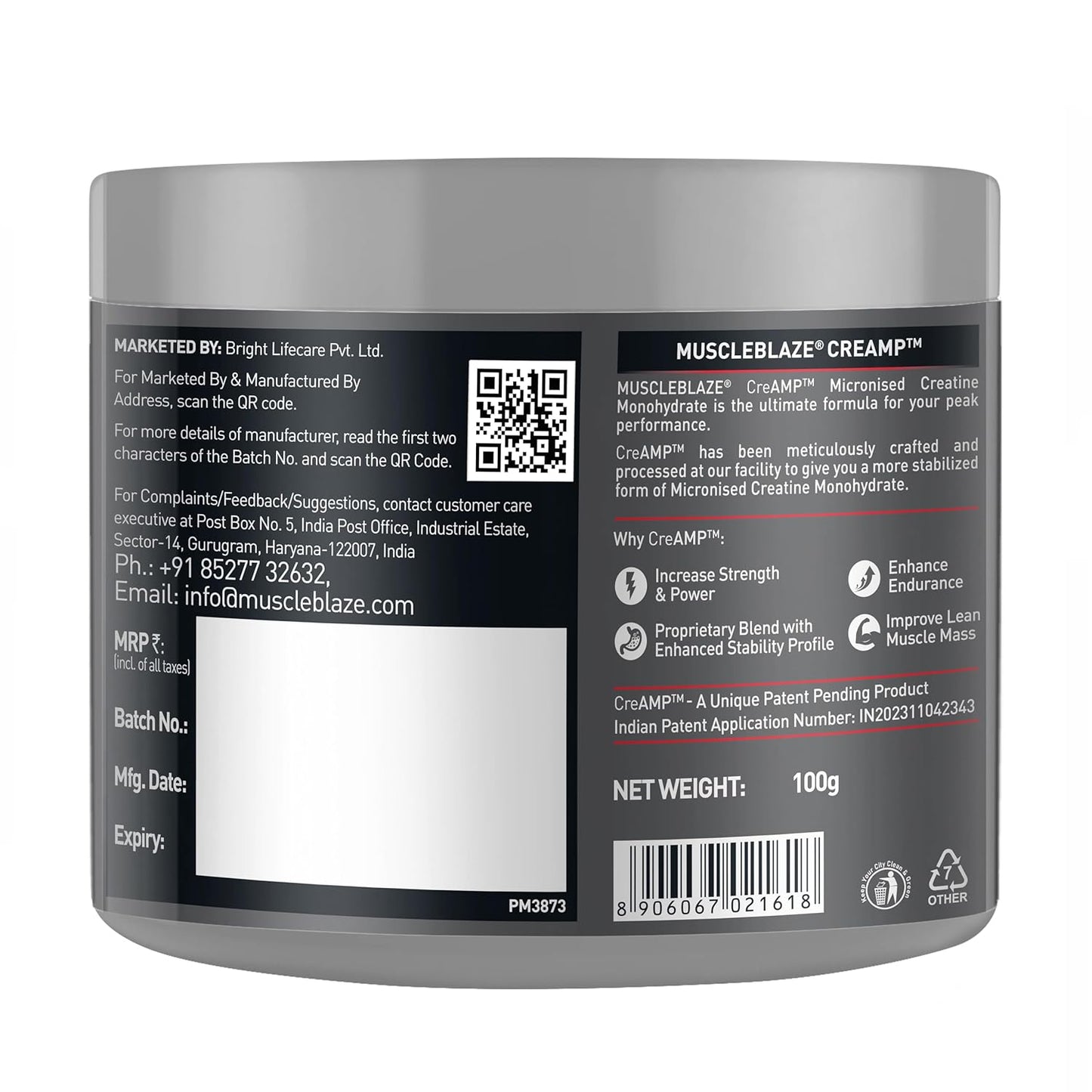 MuscleBlaze Creatine Monohydrate CreAMP, Creatine flavoured