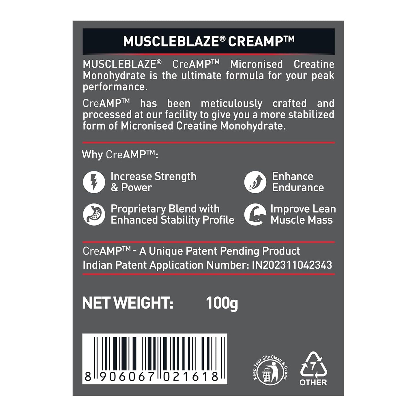 MuscleBlaze Creatine Monohydrate CreAMP, Creatine flavoured
