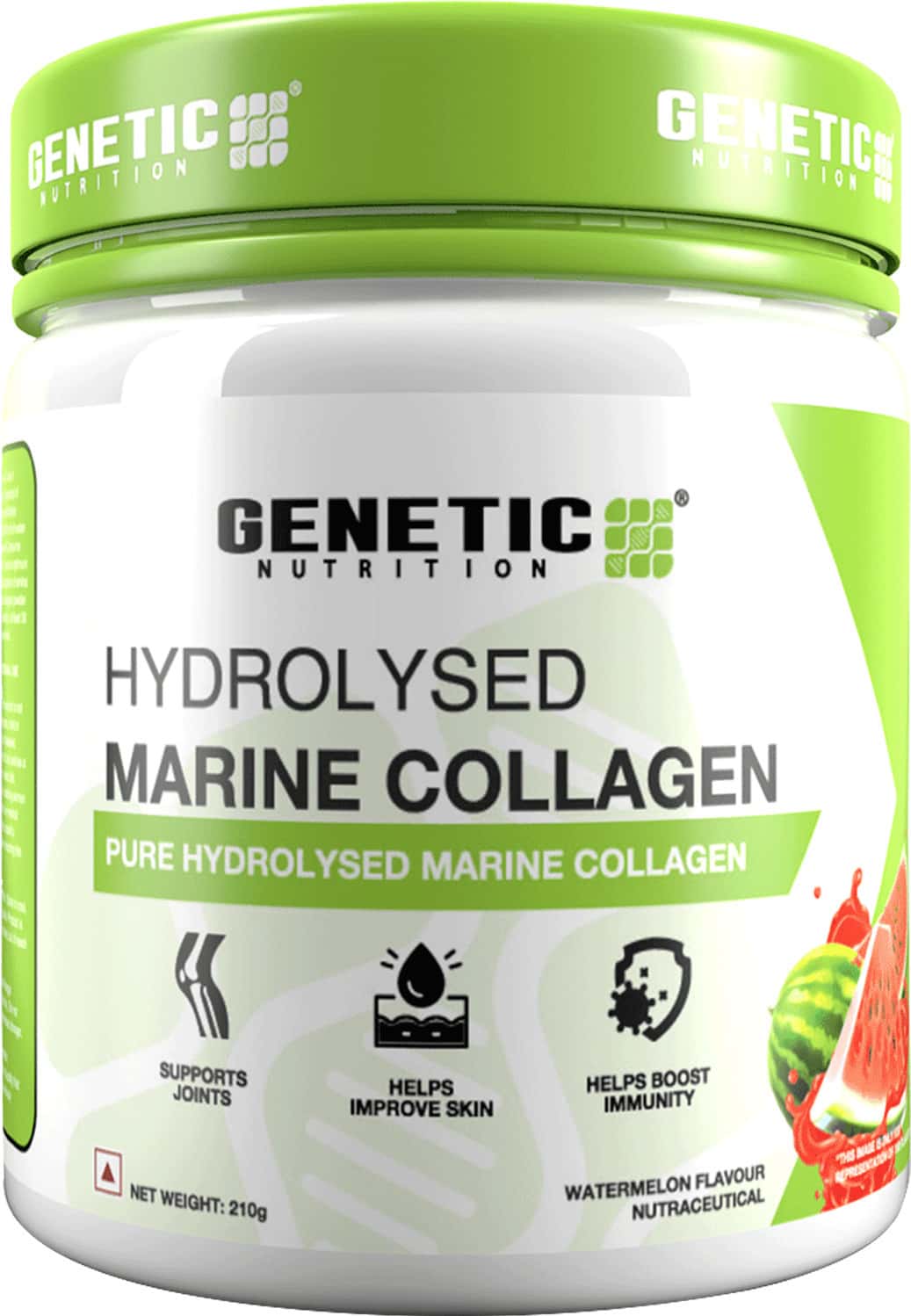 Genetic Nutrition Pure Hydrolyzed Marine Collagen Booster Supplement Watermelon , 210g