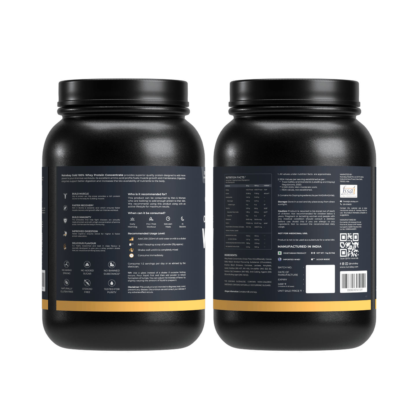 Nutrabay Gold 100% Whey Protein Concentrate - 1 Kg (2.2 Lb), Rich Chocolate Creme