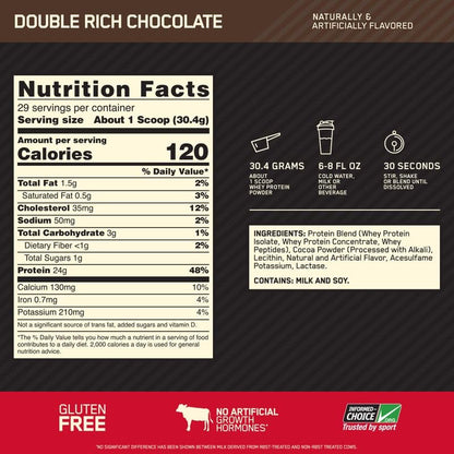 Optimum Nutrition (ON) Gold Standard Whey Protein Powder Double Rich Chocolate DRC 2lbs