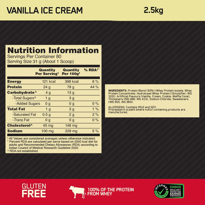 Optimum Nutrition (ON) Gold Standard Whey Protein Powder Vanilla 5lbs