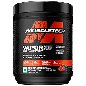 MuscleTech VaporX5 Pre-Workout Supports Energy & Performance Fruit Punch 270g