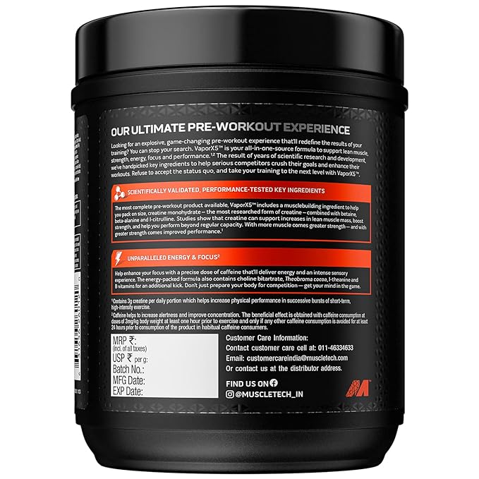 MuscleTech VaporX5 Pre-Workout Supports Energy & Performance Fruit Punch 270g