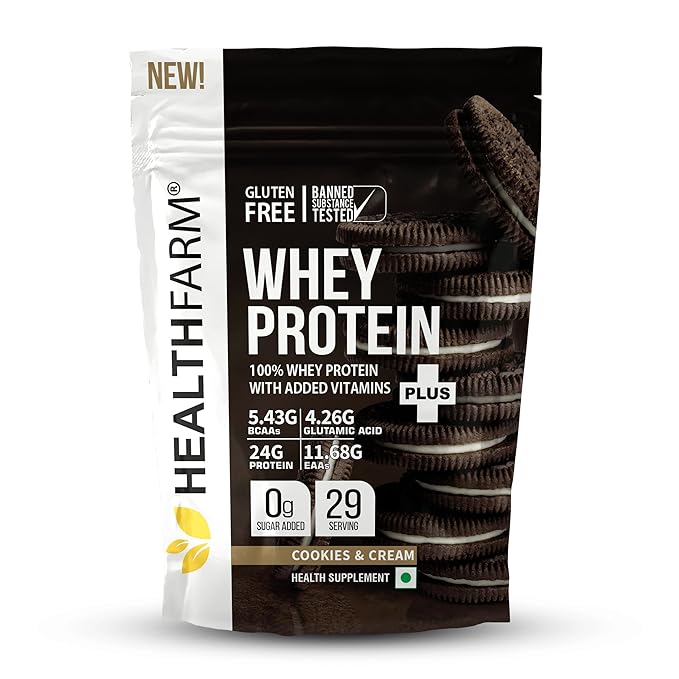 Healthfarm Whey Protein Plus With Added Vitamins Health Supplement Cookies & Cream 1kg