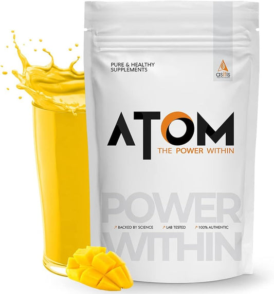 AS-IT-IS ATOM Whey Protein With Digestive Enzymes for better absorption 1kg ( mango fusion )