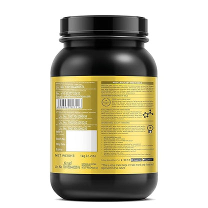 MuscleBlaze Whey Gold, Whey Protein Isolate, Rich Milk Chocolate 1kg