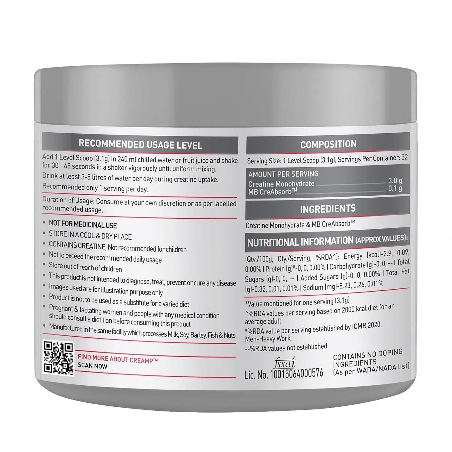 MuscleBlaze Creatine Monohydrate CreAMP,  Creatine flavoured