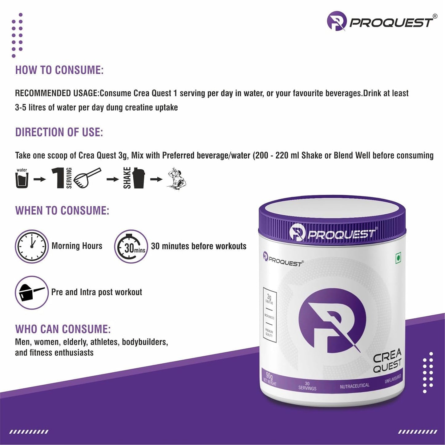 Proquest CreaQuest - Pure Micronized Creatine Monohydrate Unflavoured